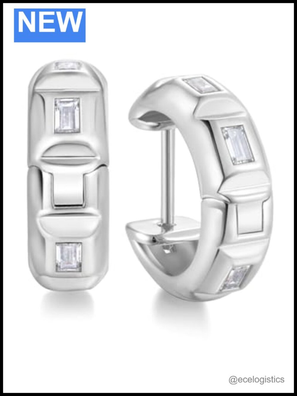 Moissanite Hoop Earrings 925 Sterling Silver 12mm Huggie